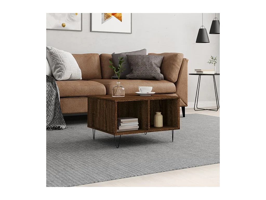Table basse Chêne marron 60x50x36,5 cm Bois d'ingénierie OFR29071 BonneVie Meuble