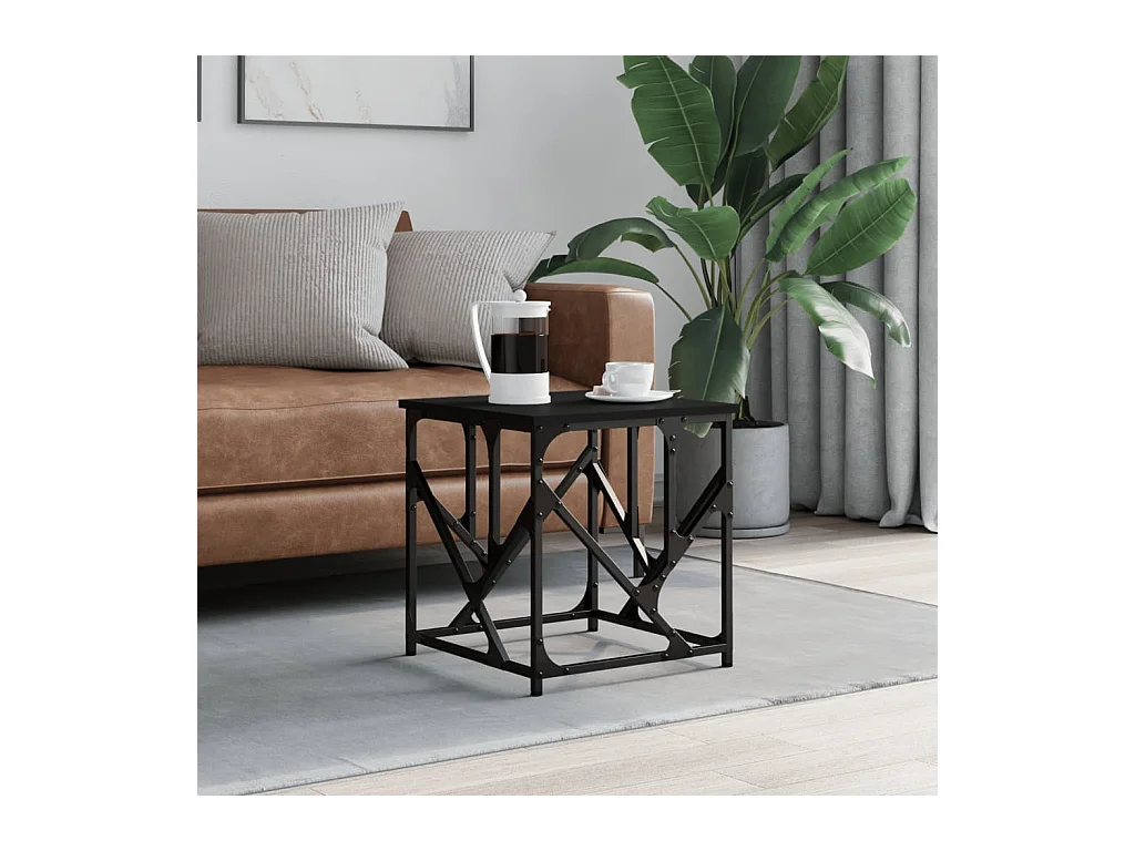 Table basse noir 45x45x47,5 cm bois d'ingénierie OFR17584 BonneVie Meuble