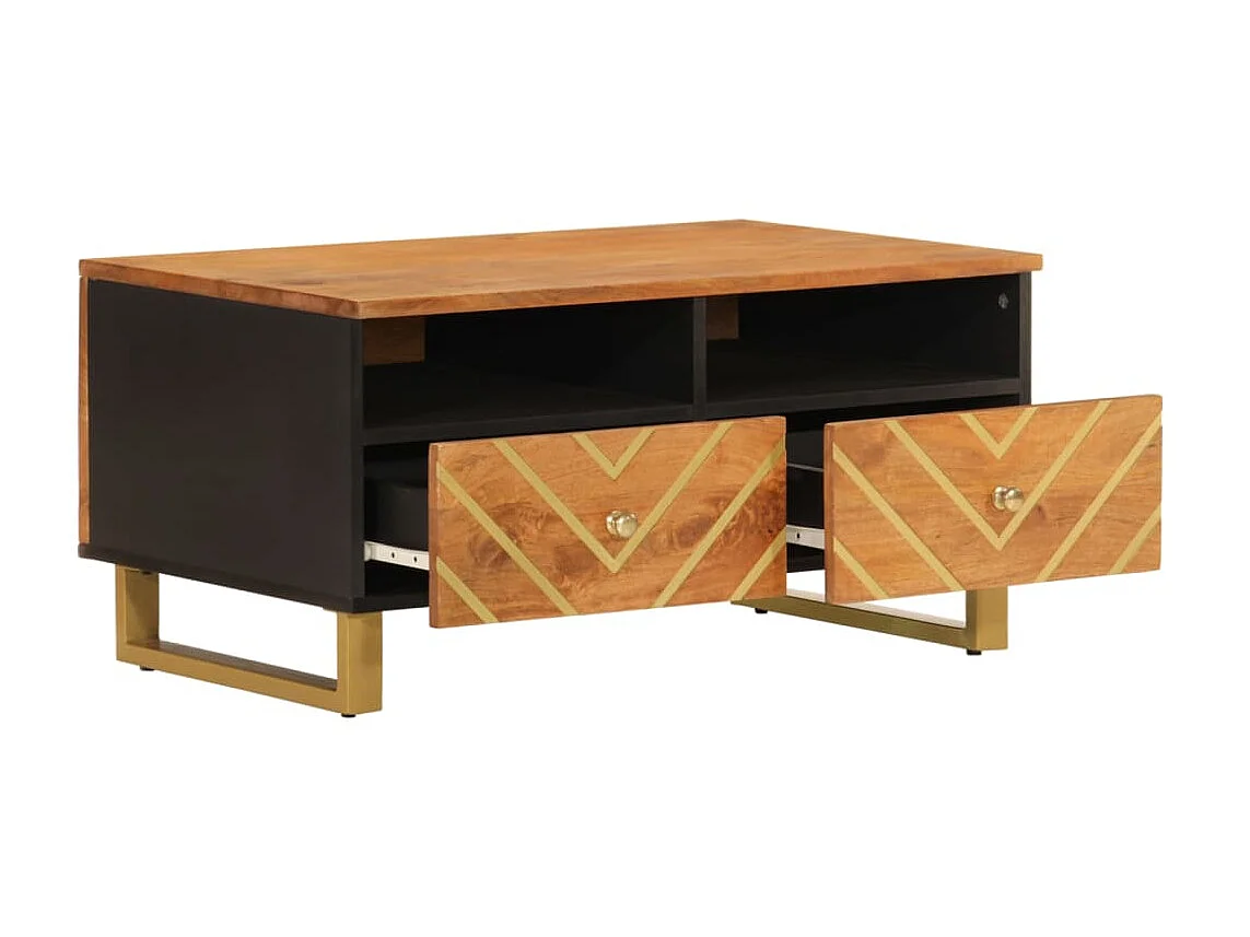 Mesa de centro 80x54x40 cm mangueira maciça castanho e preto PT193811