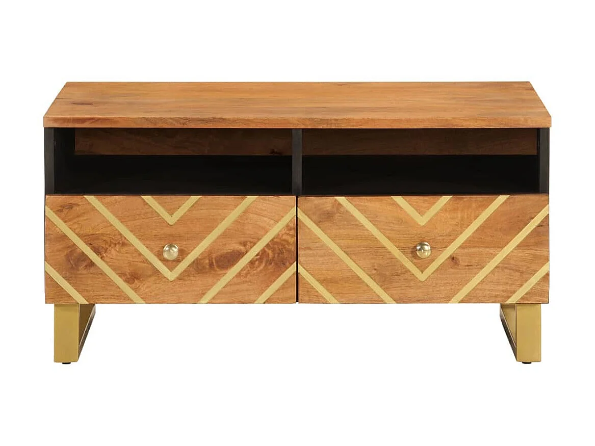 Table basse marron et noir 80x54x40 cm bois de massif manguier OFR86574 BonneVie Meuble