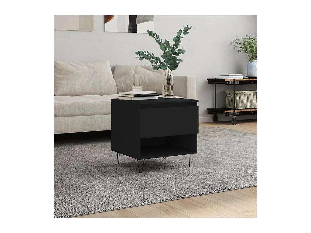 Table basse noir 50x46x50 cm bois d’ingénierie OFR35982 BonneVie Meuble