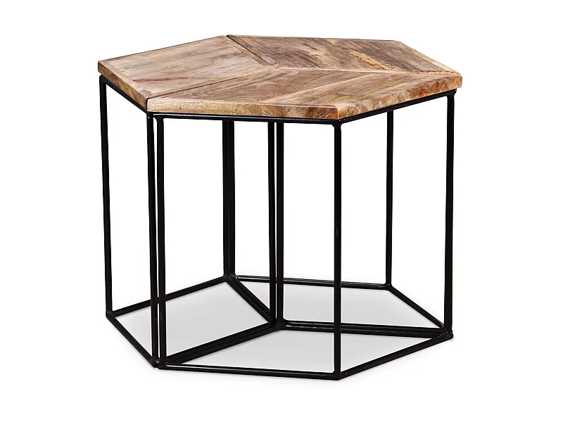 Table basse Bois de manguier massif 56x48x40 cm OFR37314 BonneVie Meuble