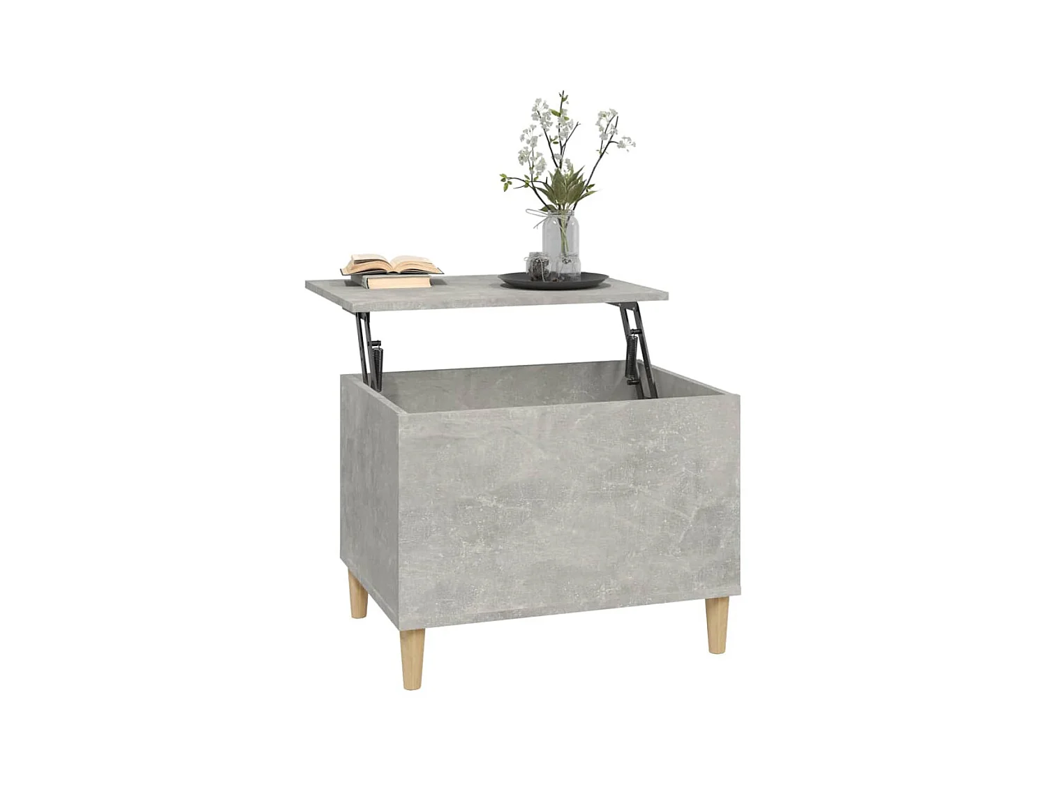 Table basse relevable Gris béton 60x44,5x45 cm Bois d'ingénierie OFR42086 BonneVie Meuble