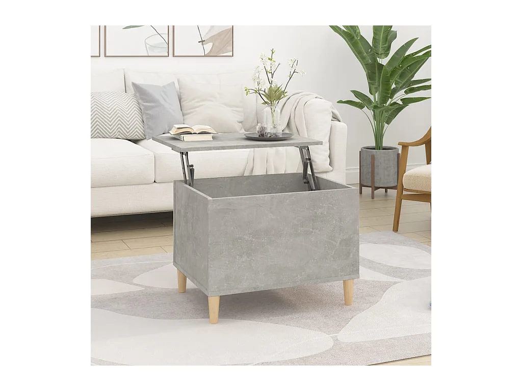 Table basse relevable Gris béton 60x44,5x45 cm Bois d'ingénierie OFR42086 BonneVie Meuble