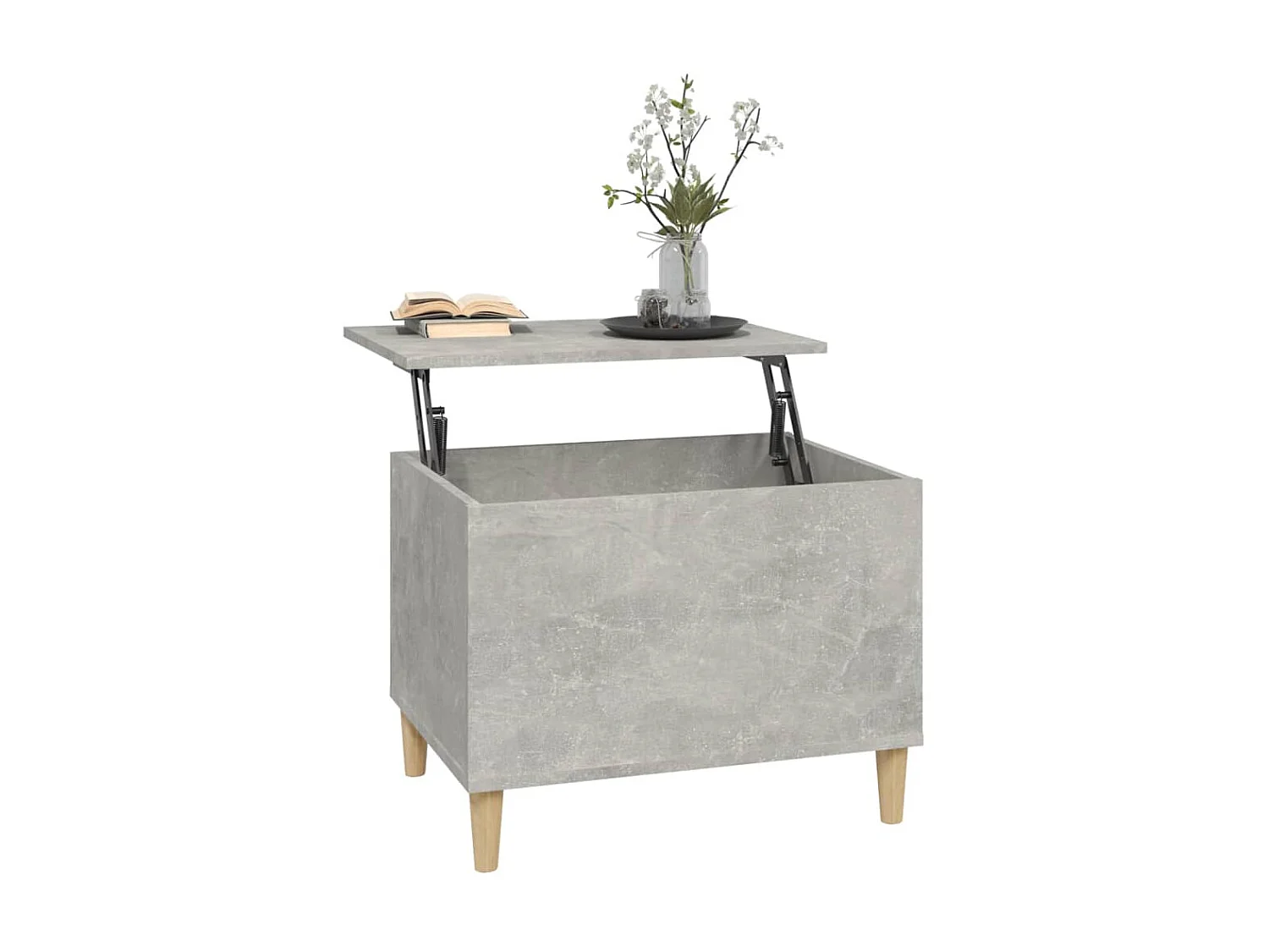 Table basse relevable Gris béton 60x44,5x45 cm Bois d'ingénierie OFR42086 BonneVie Meuble