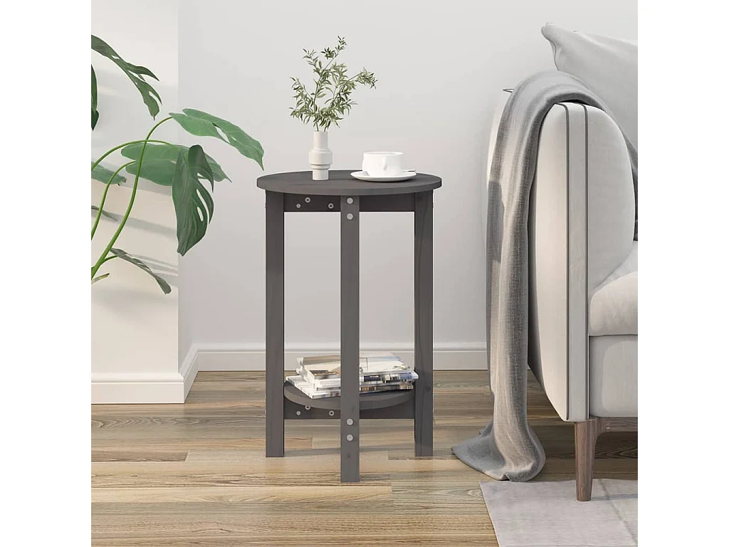 Mesa de centro Ø 40x60 cm madeira de pinho maciça cinzento PT758607