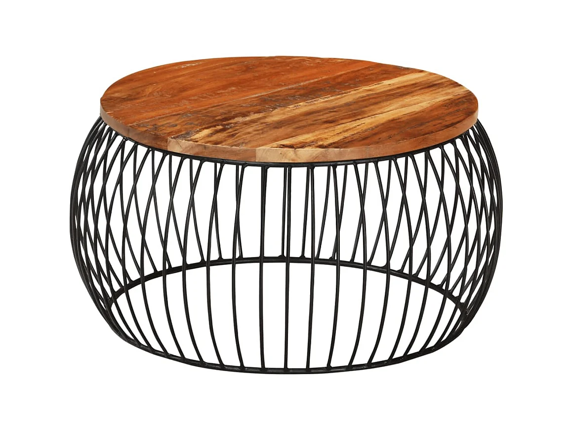 Table basse Ø68 cm Bois de récupération solide OFR94310 BonneVie Meuble