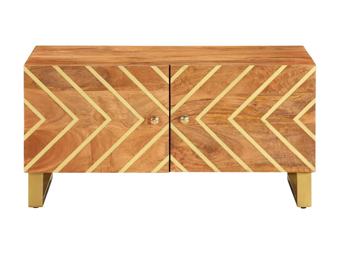 Table basse marron et noir 80x50x40 cm bois de massif manguier OFR49072 BonneVie Meuble