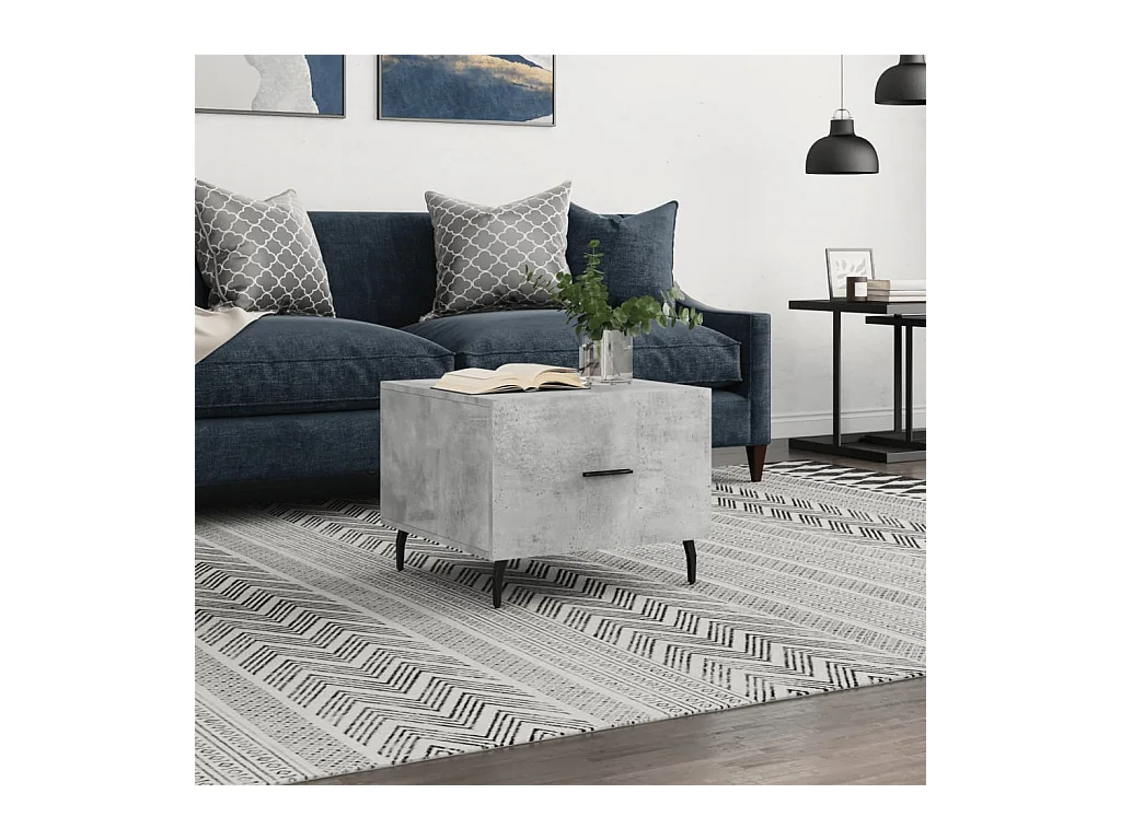 Table basse gris béton 50x50x40 cm bois d'ingénierie OFR37012 BonneVie Meuble