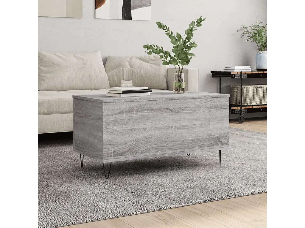 Table basse relevable Sonoma gris 90x44,5x45 cm Bois d'ingénierie OFR57567 BonneVie Meuble