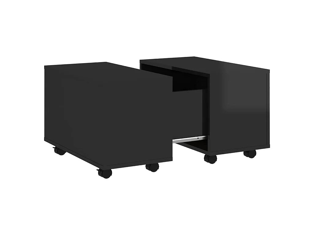 Table basse extensible Noir brillant 60x60x38 cm Aggloméré OFR50231 BonneVie Meuble