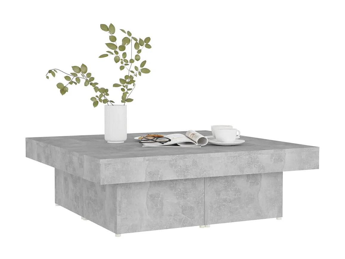 Table basse Gris béton 90x90x28 cm Aggloméré OFR18122 BonneVie Meuble