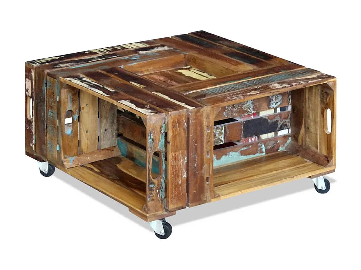 Table basse Bois de récupération massif 70 x 70 x 35 cm OFR65610 BonneVie Meuble