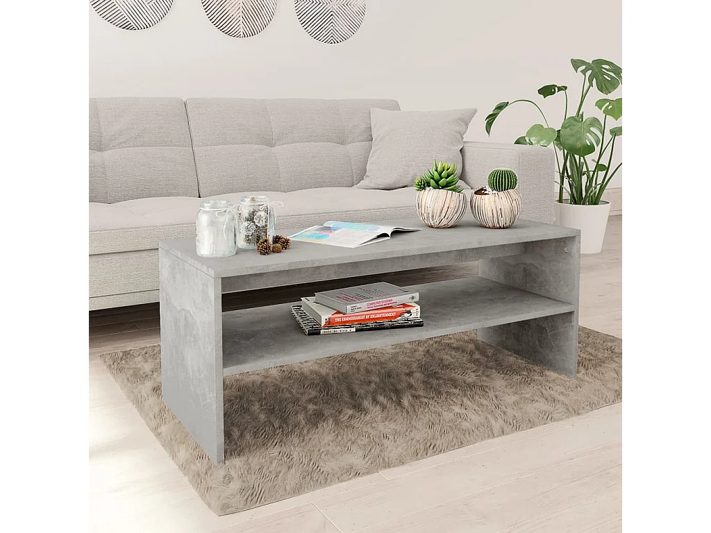 Table basse Gris cement 100 x 40 x 40 cm Aggloméré OFR21448 BonneVie Meuble