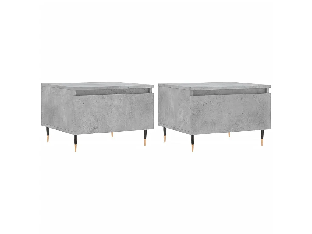 Tables basses 2 pcs gris béton 50x46x35 cm bois d'ingénierie OFR97301 BonneVie Meuble