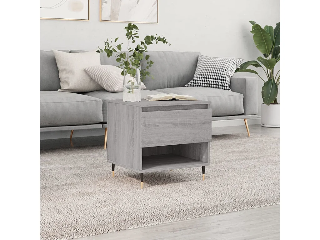 Salontafel 50x46x50 cm bewerkt hout grijs sonoma eikenkleurig NL80620