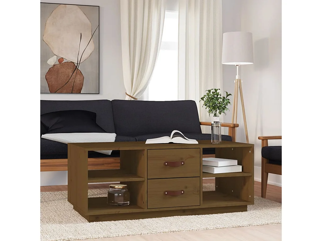 Mesa de centro 100x50x41 cm pinho maciço castanho mel PT377974