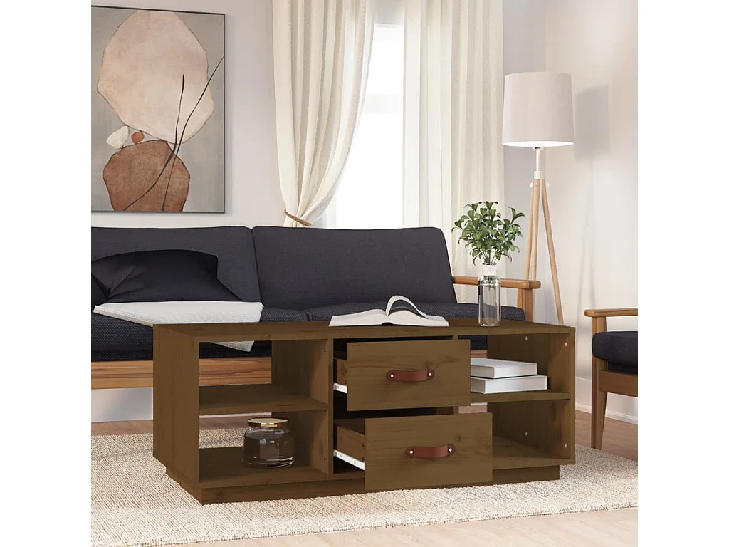 Mesa de centro 100x50x41 cm pinho maciço castanho mel PT377974