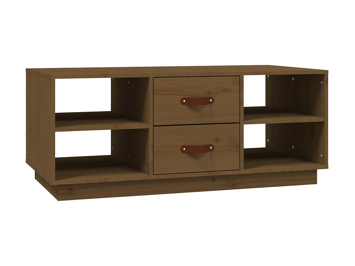 Table basse Marron miel 100x50x41 cm Bois massif de pin OFR60711 BonneVie Meuble