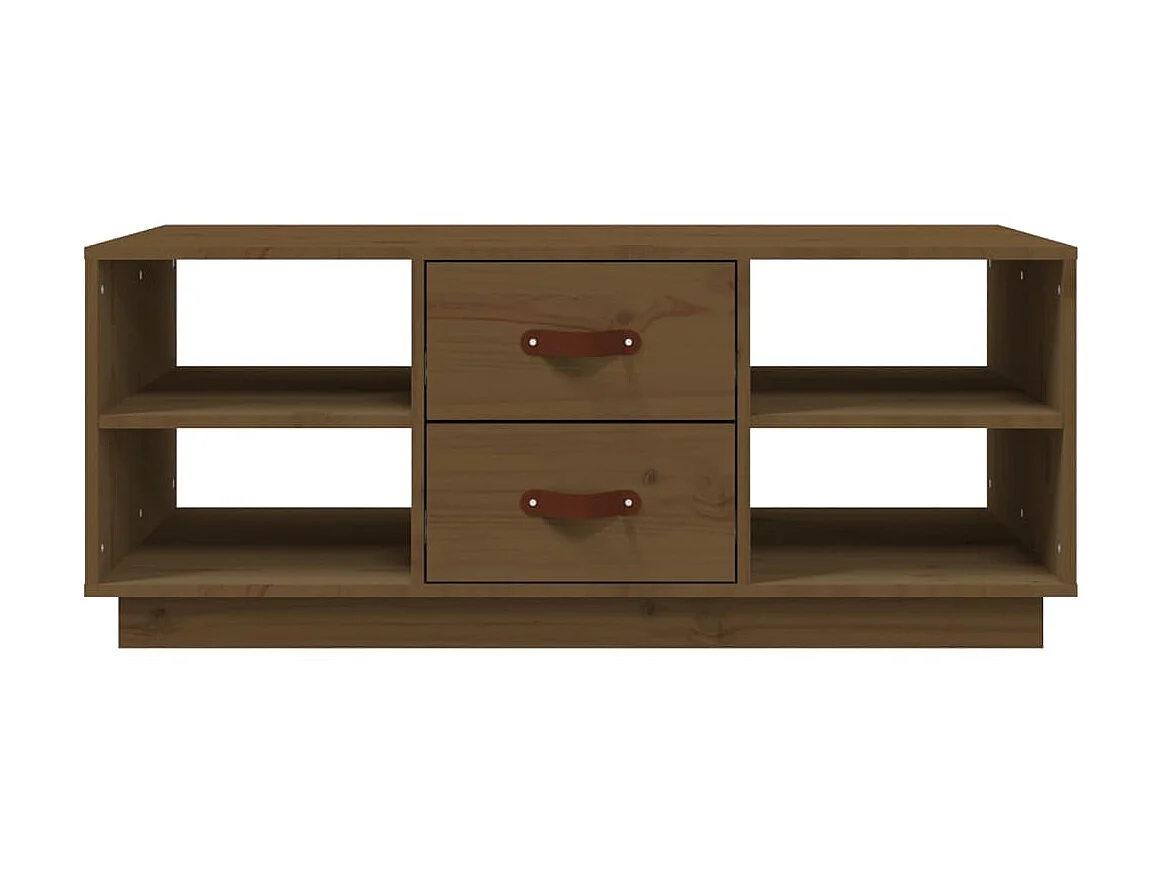 Table basse Marron miel 100x50x41 cm Bois massif de pin OFR60711 BonneVie Meuble