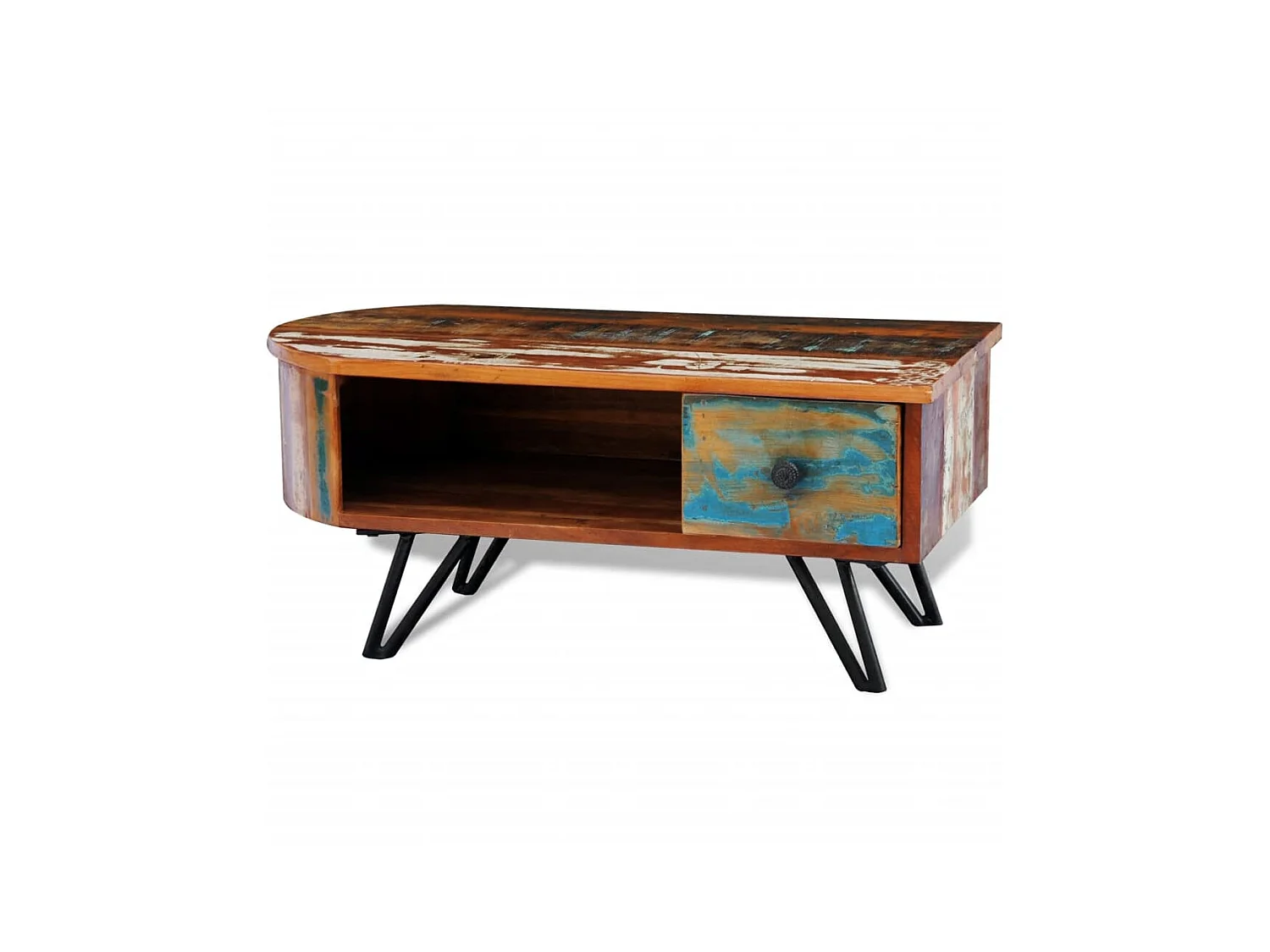 Table basse avec pieds en fer Bois massif de récupération OFR91150 BonneVie Meuble