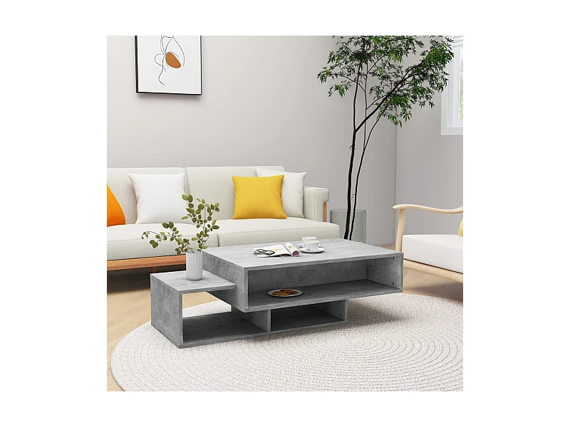 Table basse Gris béton 105x55x32 cm Aggloméré OFR68714 BonneVie Meuble