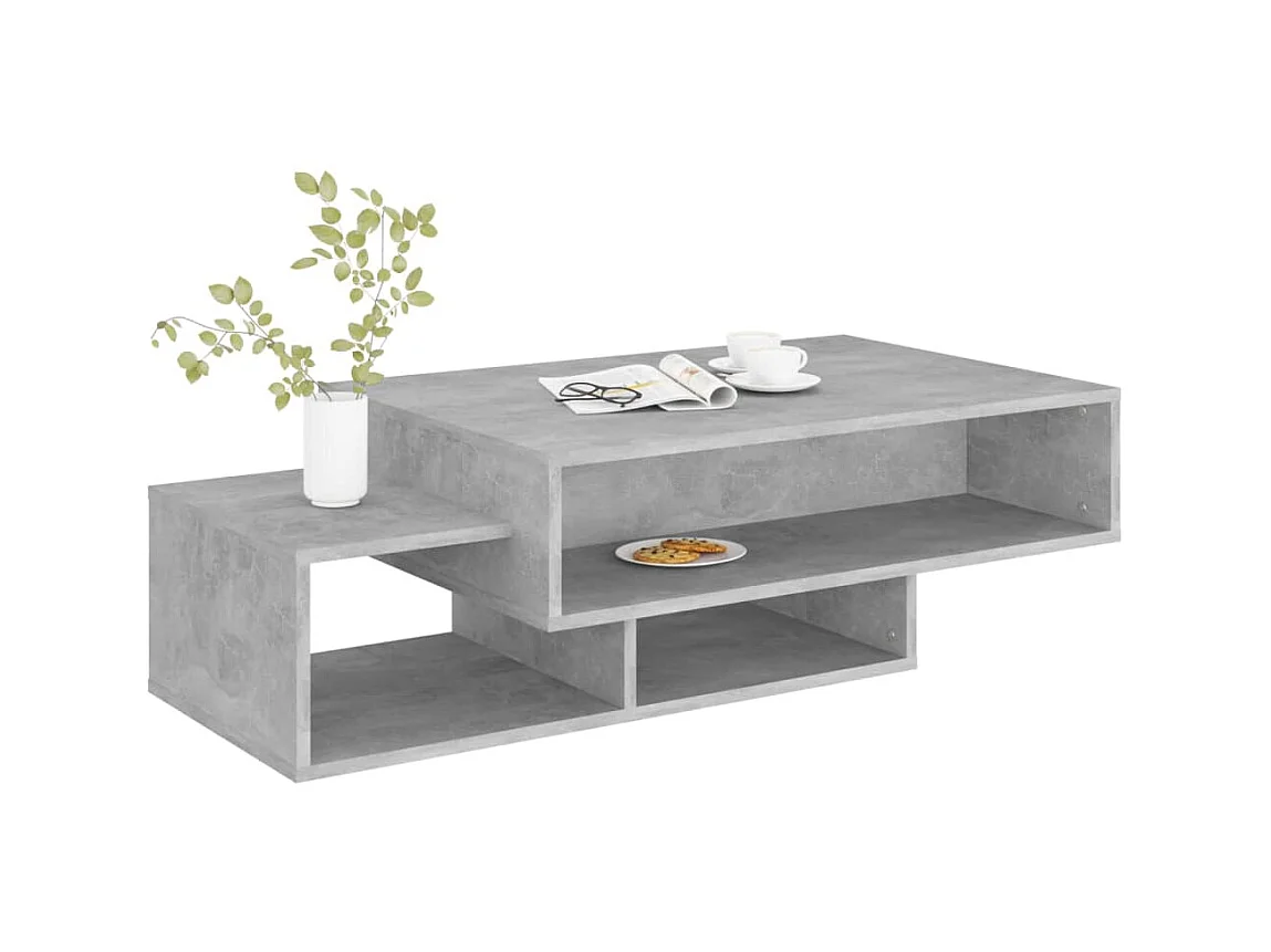 Table basse Gris béton 105x55x32 cm Aggloméré OFR68714 BonneVie Meuble