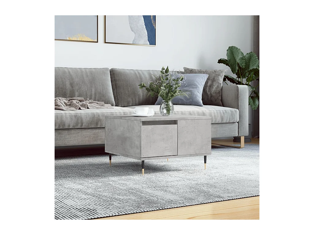 Table basse gris béton 55x55x36,5 cm bois d'ingénierie OFR23798 BonneVie Meuble