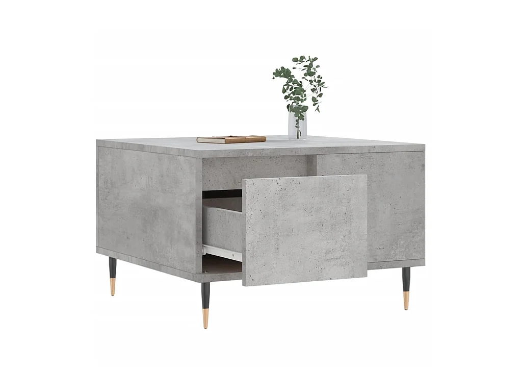 Table basse gris béton 55x55x36,5 cm bois d'ingénierie OFR23798 BonneVie Meuble