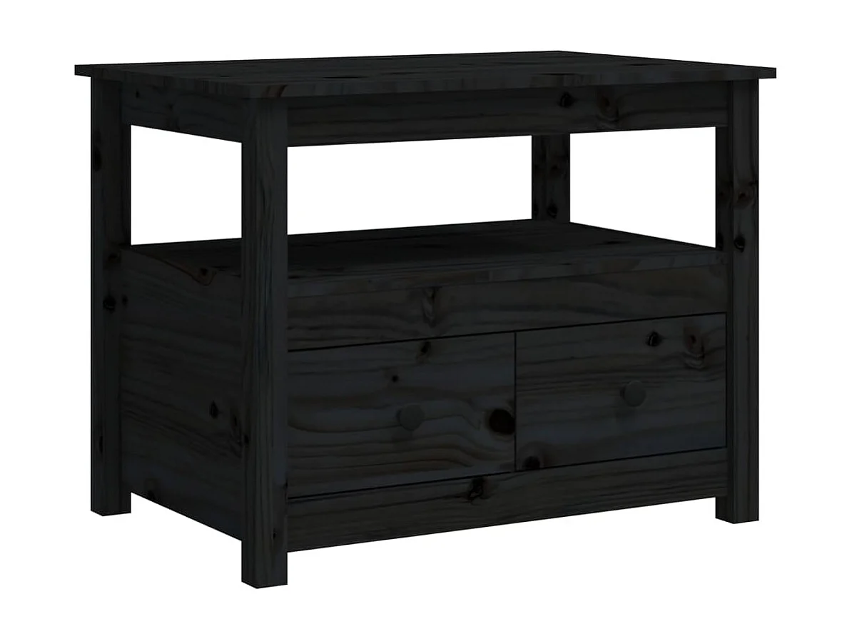 Mesa de centro de madera maciza de pino negro 71x49x55 cm ES88973
