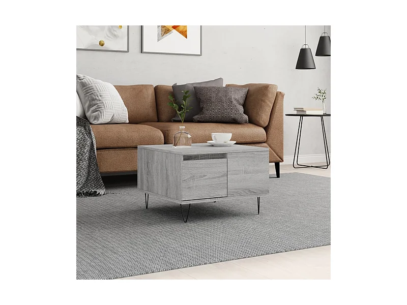 Table basse sonoma gris 55x55x36,5 cm bois d'ingénierie OFR32282 BonneVie Meuble