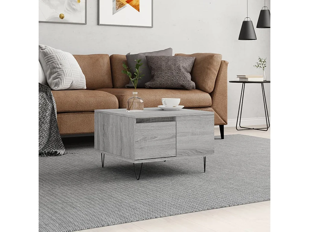 Mesa de centro madera contrachapada gris Sonoma 55x55x36,5 cm ES80055