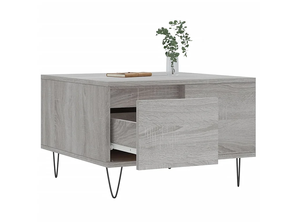 Table basse sonoma gris 55x55x36,5 cm bois d'ingénierie OFR32282 BonneVie Meuble