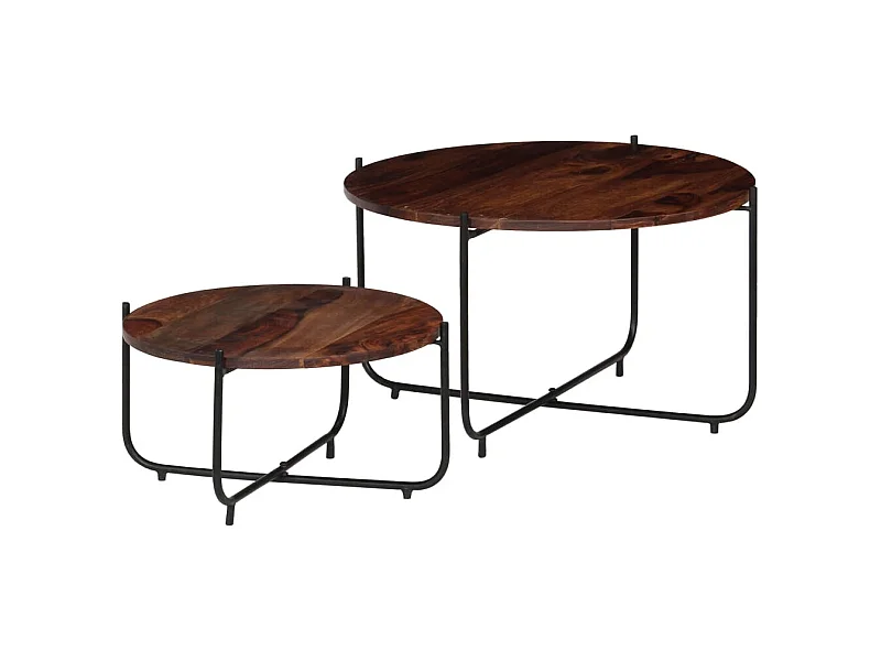 Ensemble de table basse 2 pcs Bois de Sesham massif 60 x 35 cm OFR14966 BonneVie Meuble