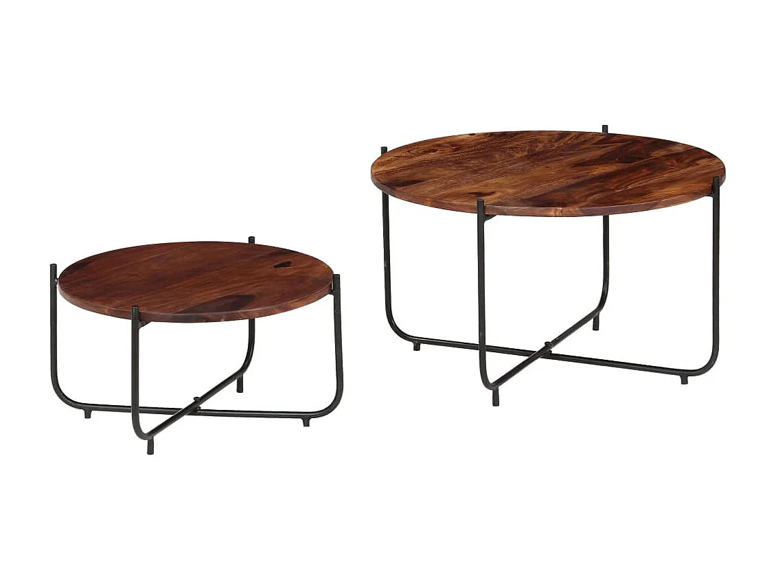 Ensemble de table basse 2 pcs Bois de Sesham massif 60 x 35 cm OFR14966 BonneVie Meuble