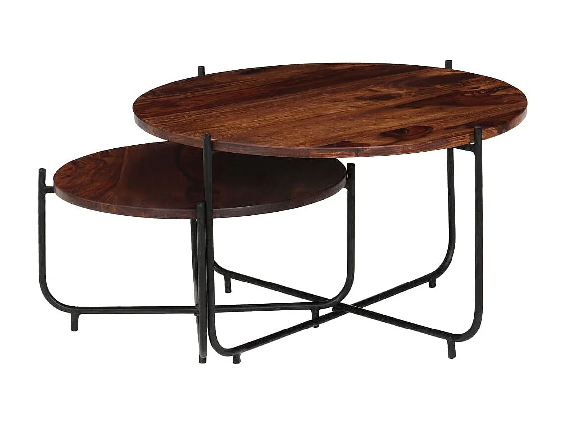 Ensemble de table basse 2 pcs Bois de Sesham massif 60 x 35 cm OFR14966 BonneVie Meuble