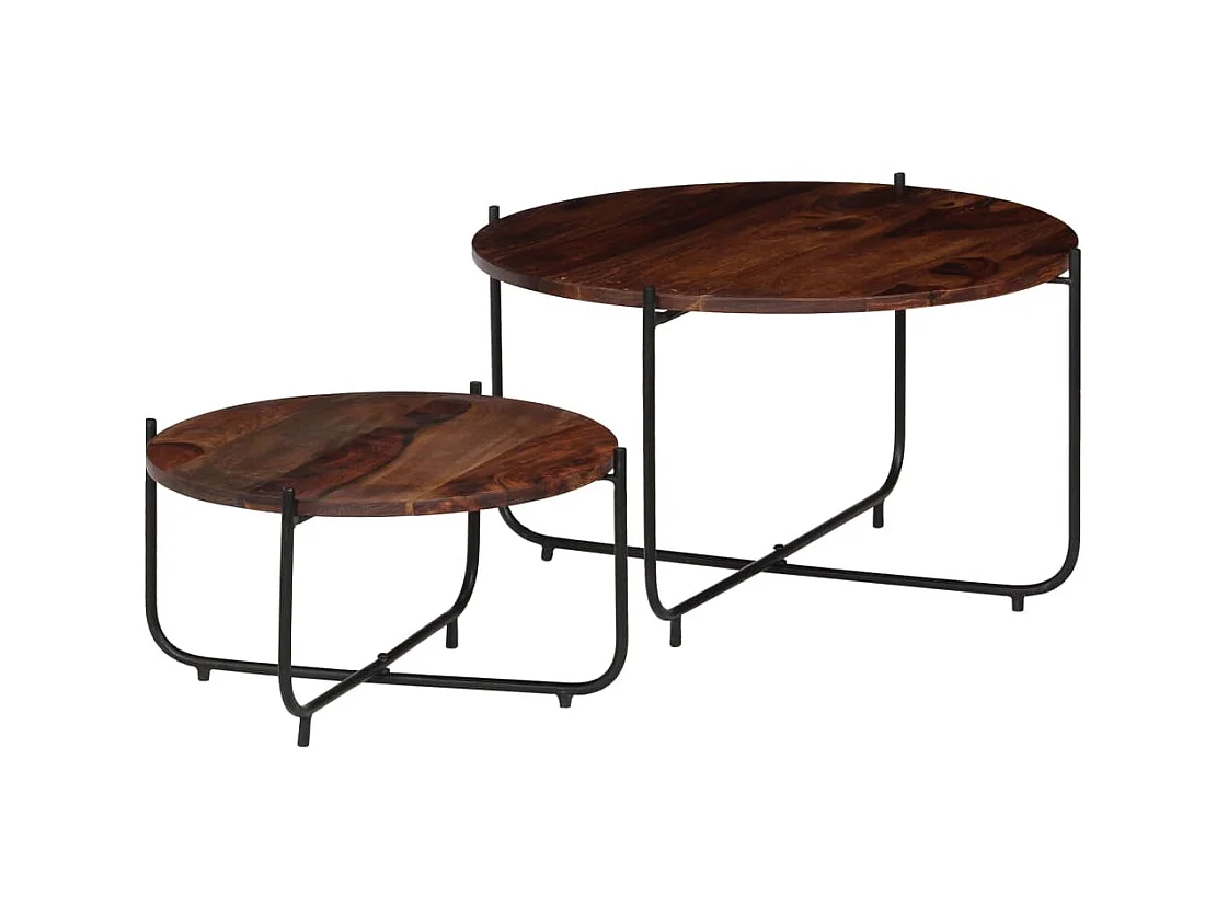 Ensemble de table basse 2 pcs Bois de Sesham massif 60 x 35 cm OFR14966 BonneVie Meuble