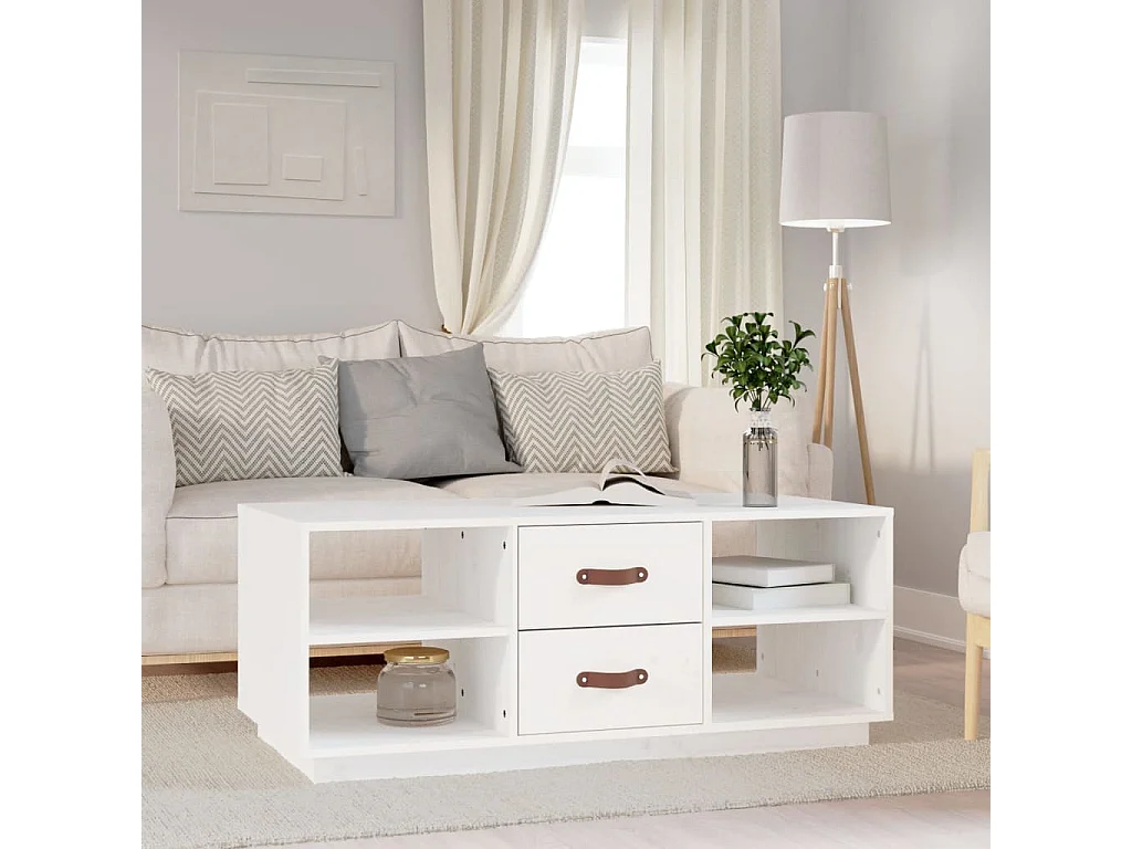 Mesa de centro 100x50x41 cm pinho maciço branco PT633702