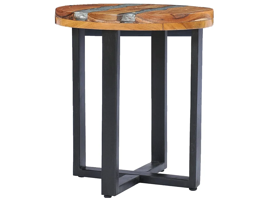 Mesa de centro 40x45 cm madeira de teca maciça e poliresina PT716413