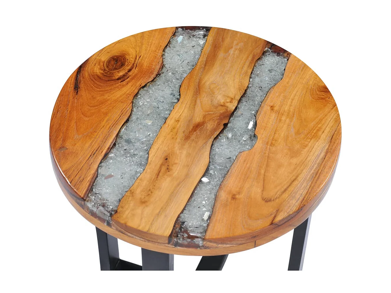 Mesa de centro 40x45 cm madeira de teca maciça e poliresina PT716413