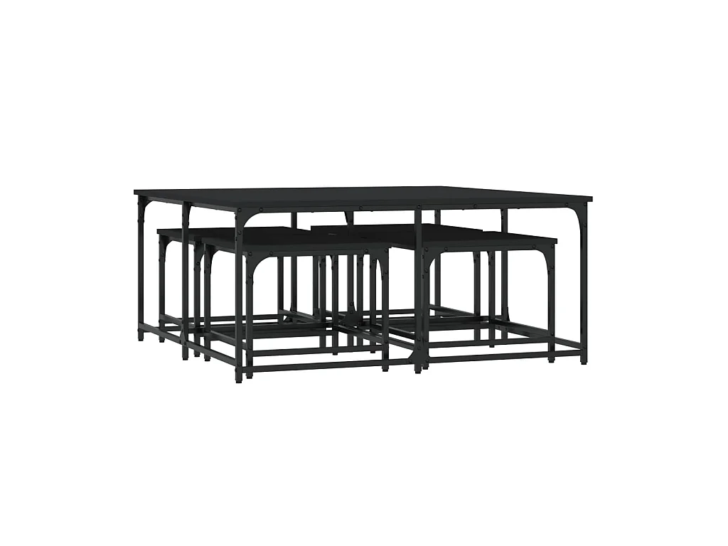 Mesas de centro de encastrar 5 pcs derivados de madeira preto PT771981