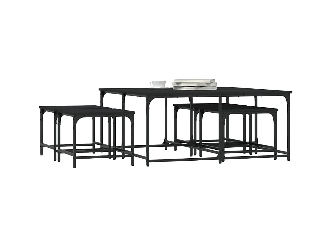 Mesas de centro de encastrar 5 pcs derivados de madeira preto PT771981