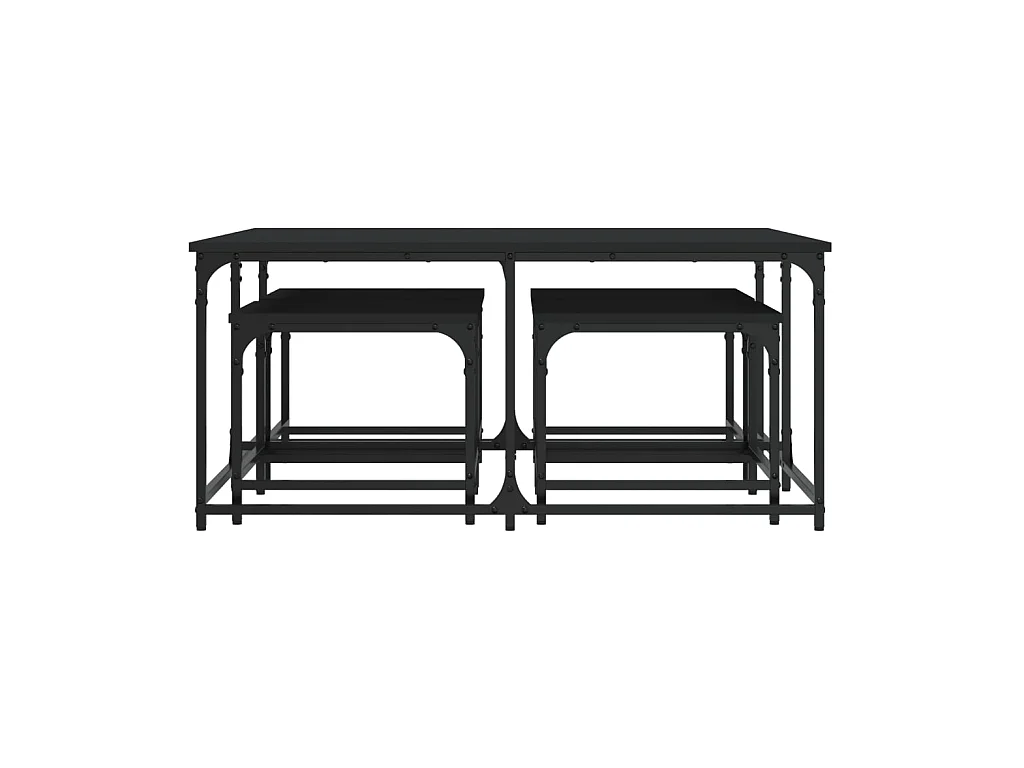 Mesas de centro de encastrar 5 pcs derivados de madeira preto PT771981