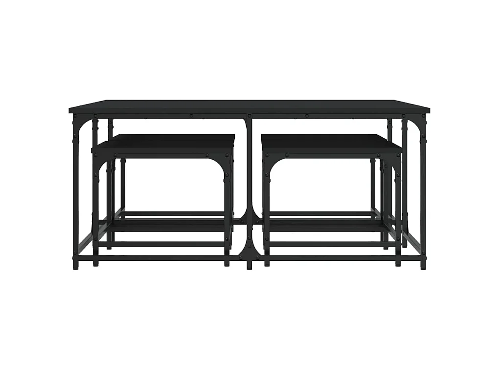 Tables basses gigognes 5 pcs noir bois d'ingénierie OFR18925 BonneVie Meuble