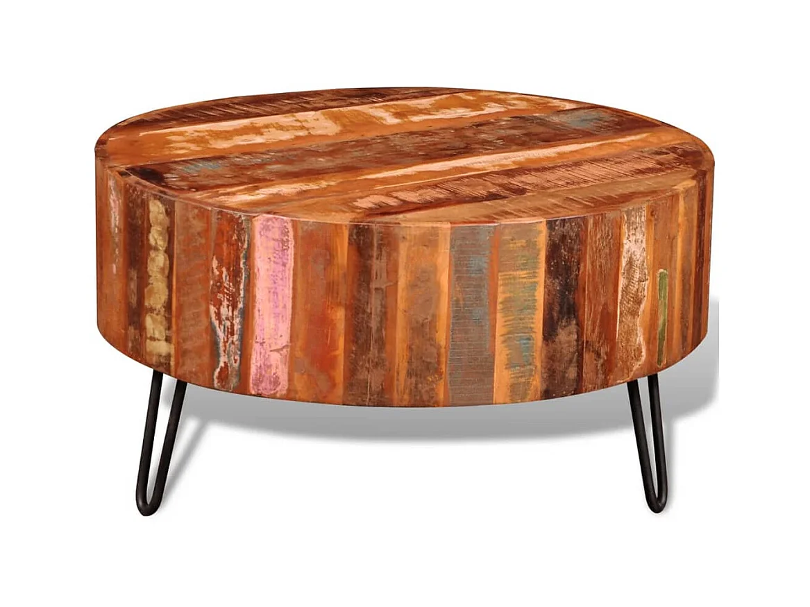 Table basse ronde Bois massif de récupération OFR82519 BonneVie Meuble