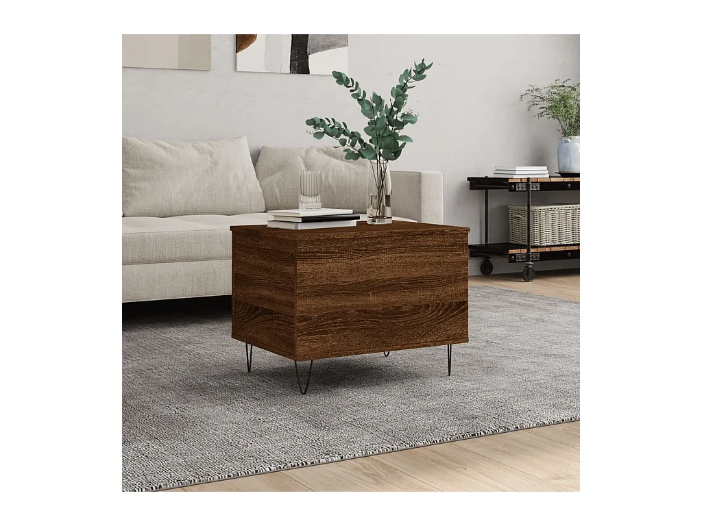 Table basse relevable Chêne marron 60x44,5x45 cm Bois d'ingénierie OFR90178 BonneVie Meuble