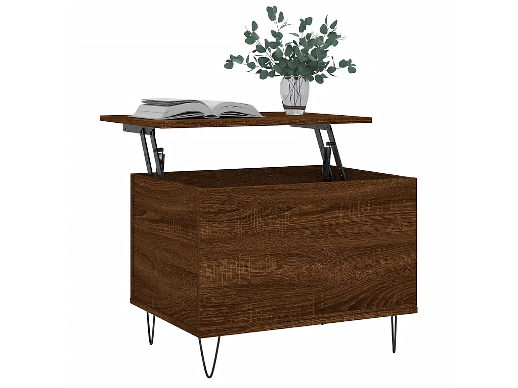 Table basse relevable Chêne marron 60x44,5x45 cm Bois d'ingénierie OFR90178 BonneVie Meuble