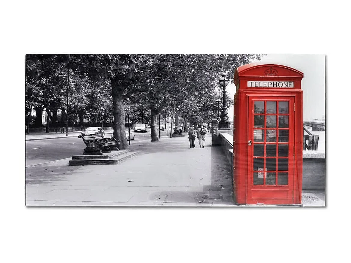 Table basse avec impression de cabine téléphonique Dessus verre OFR70474 BonneVie Meuble