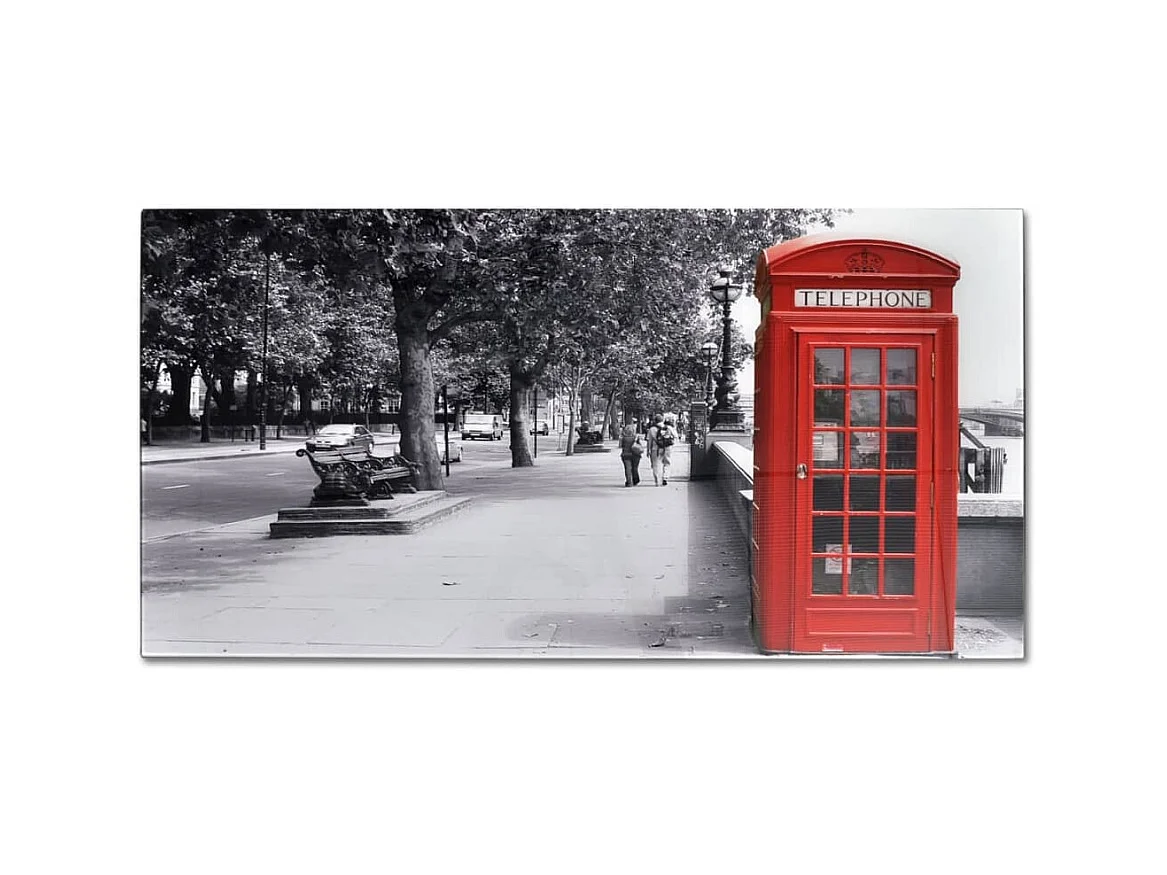 Table basse avec impression de cabine téléphonique Dessus verre OFR70474 BonneVie Meuble