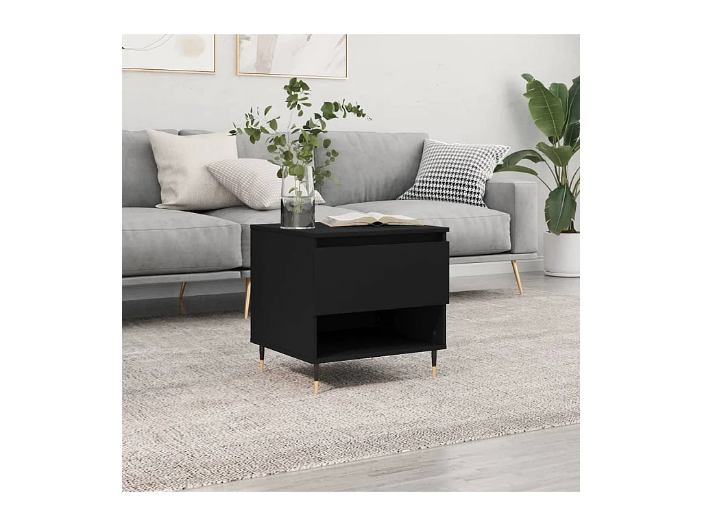 Table basse noir 50x46x50 cm bois d’ingénierie OFR58038 BonneVie Meuble